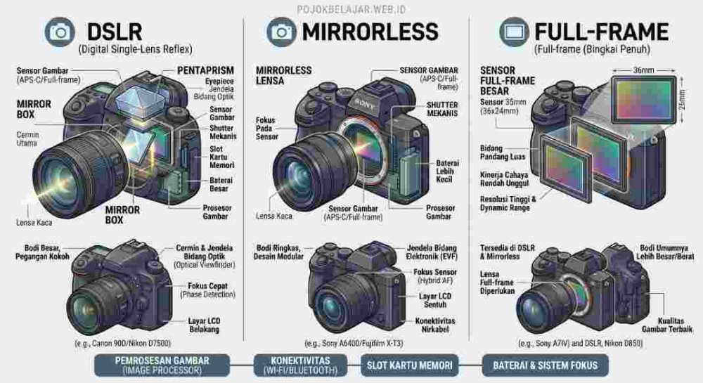 Perbedaan Kamera DSLR, Mirrorless, Dan Full-Frame